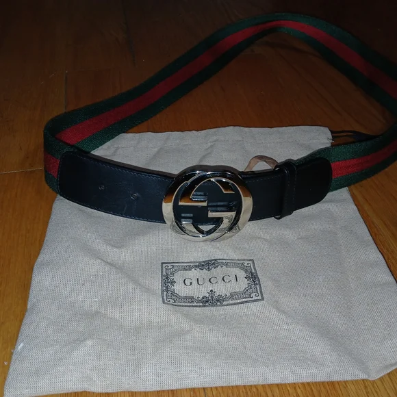 Gucci Black and Green Men's Belt